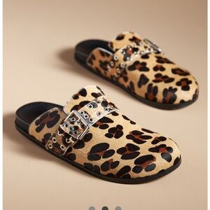 ALOHAS Leopard Print Mules with Buckle